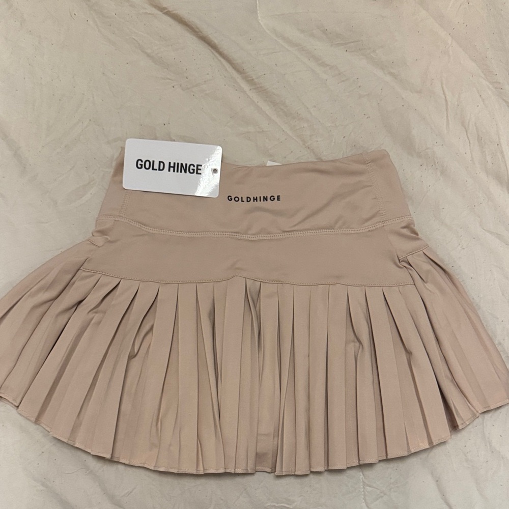 Women's Beige Pleated Mini Skirt